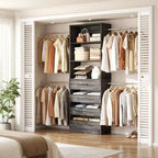 Besiost-Schrankorganisationssystem aus Holz, 4-9 Ft, mit 4 Schubladen, 4 Kleiderstangen und Regaltürmen