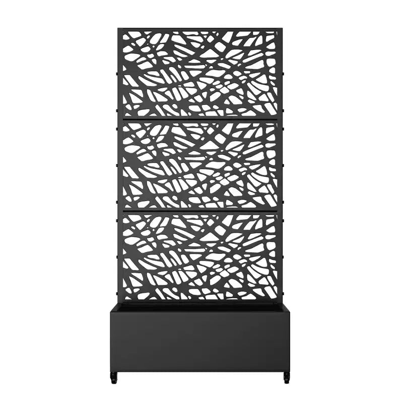 Fioriera MAYEERTY con griglia a traliccio in ferro nero, stile 01, 72x47x16in, set da 3 pezzi