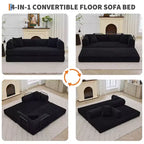 Canapé-lit convertible 4-en-1, matelas de sol pliant en velours côtelé sans cadre de 79 avec coussin, causeuse sans montage pour petit appartement