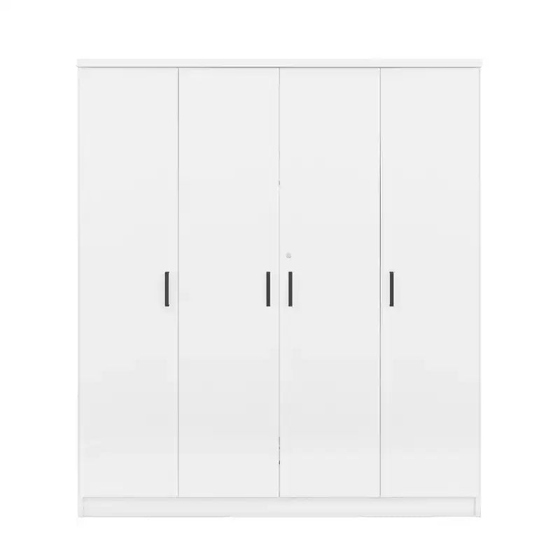 Viertüriger Kleiderschrank aus Holz mit Kleiderstange, 1 Schublade und Einlegeböden