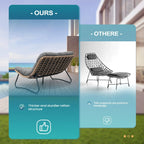 Poltrona doppia Papasan con cuscino, in rattan PE resistente a tutte le condizioni atmosferiche e struttura in metallo, per interni ed esterni