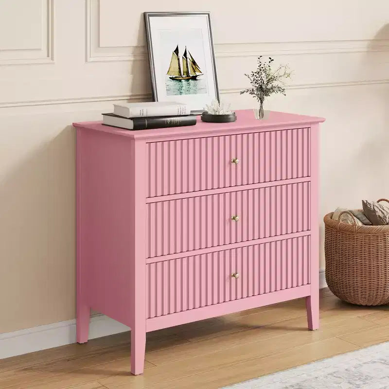 Heynemo Kommode mit 3 Schubladen, lackierter, 30 Zoll hoher Nachttisch aus Holz mit Stauraum, breite moderne Kommode mit kugelgelagerten Schienen