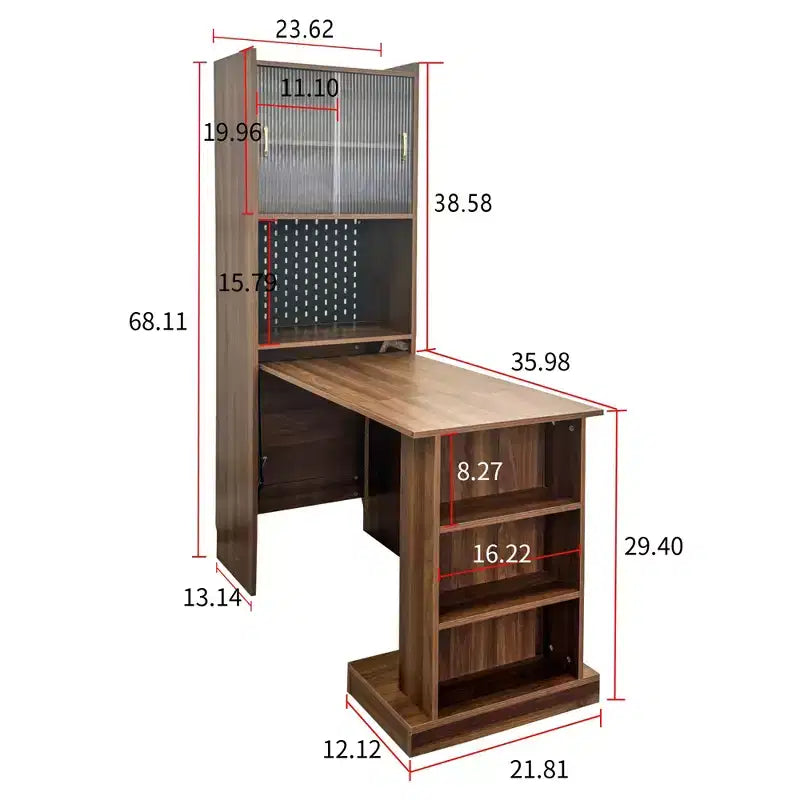 GDFStudio Sinclair moderner klappbarer Lerntisch aus Holz, 36, mit Stauraum
