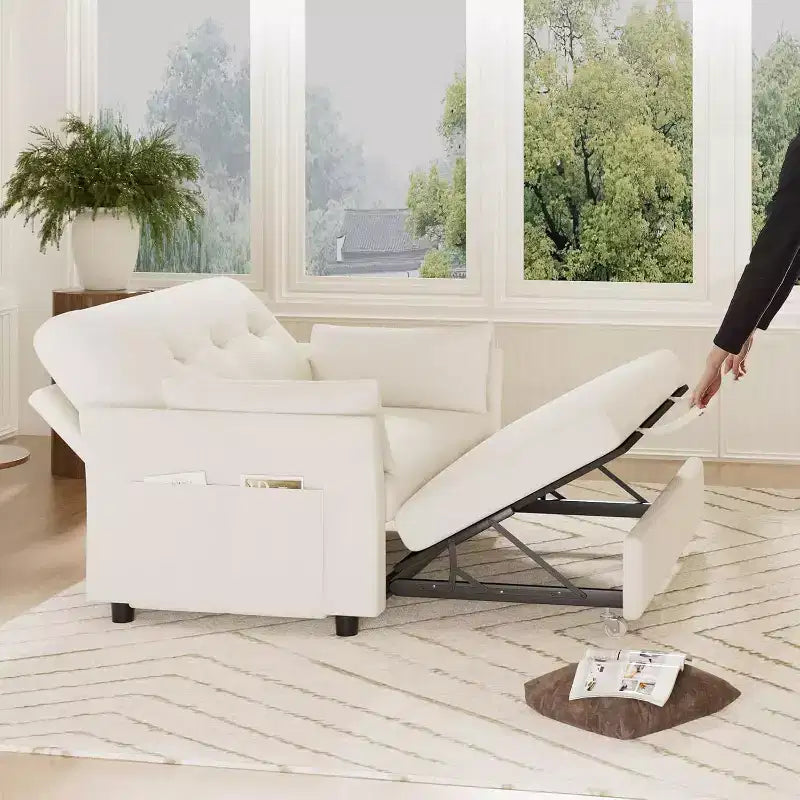 Rozkładana sofa Dyonery 3 w 1, sofa z wysuwanym łóżkiem, kieszenią boczną i regulowanym oparciem, montaż bez narzędzi, składana dwuosobowa sofa