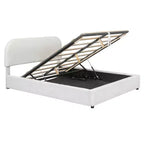 Gestoffeerd queensize bed met opbergruimte en liftmechanisme - wit