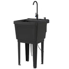Tragbares Mehrzweck-Waschbecken mit Waschbottich, freistehendes Waschbecken mit Wasserhahn, Seifenspender und Schläuchen