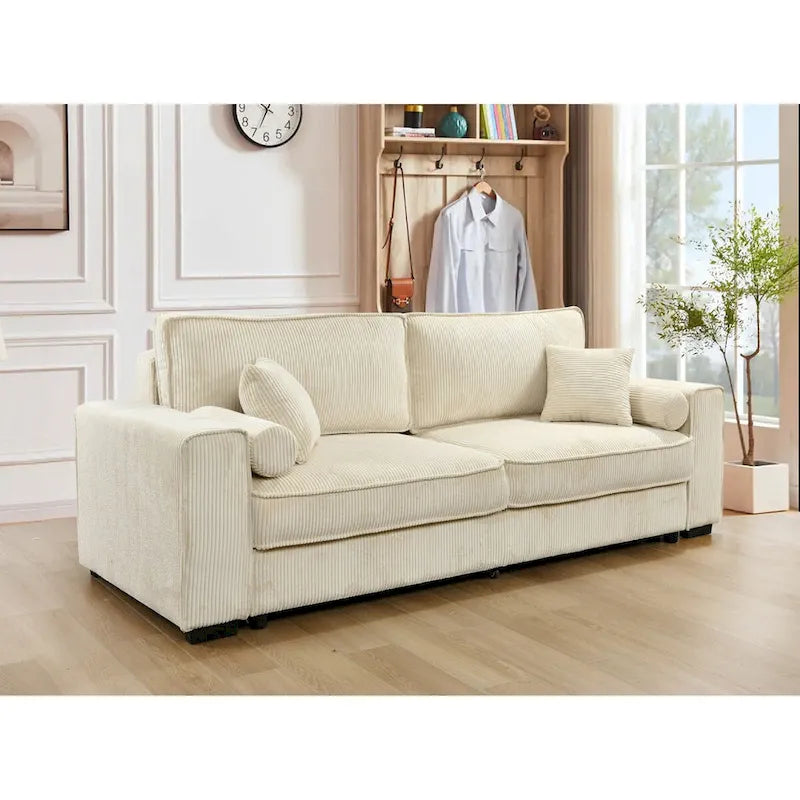 Divano letto grande Roomfitters con contenitore, divano moderno a 3 posti, divano imbottito con schienale per piccoli spazi