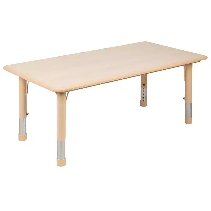 Conjunto Emma and Oliver de mesa retangular de atividades em plástico, com altura ajustável, 23.625W x 47.25L e 6 cadeiras