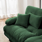 Narożna sofa dwuosobowa w kształcie litery L z tapicerką chenille i poduszkami lędźwiowymi