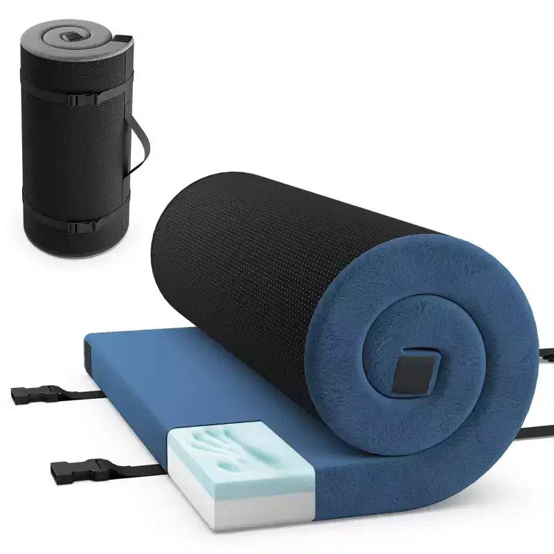 Costway-Campingmatratze aus Memory-Schaumstoff mit rutschfester Unterseite und Tragetasche, für Übernachtungen im Freien, Grau/Blau