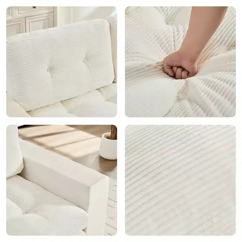Rozkładana sofa-futon Mjkone 2 w 1 o szerokości 71', tapicerowana tkaniną sztruksową, z pikowanymi guzikami, dwuosobowa sofa z funkcją spania, oszczędzająca miejsce