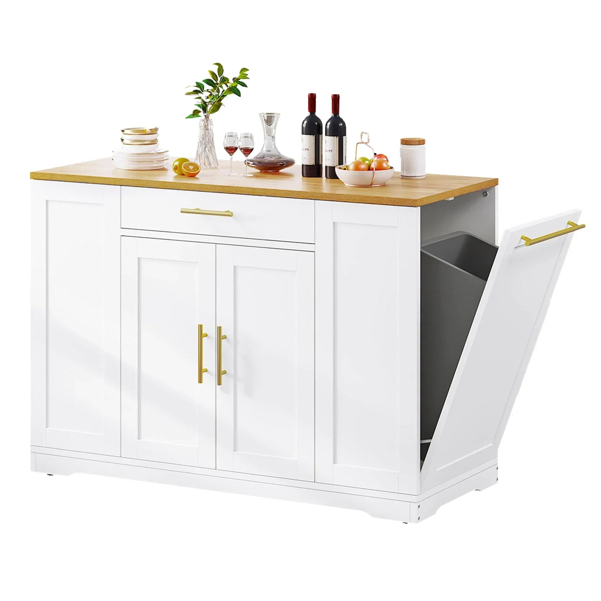 Meuble îlot de cuisine roulant Moasis de 53 pouces, avec rangements, portable et mobile