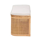 bali & pari Banc de rangement en rotin naturel Ishana Naturel/Blanc : polyester rembourré, cadre en contreplaqué, aucun assemblage requis