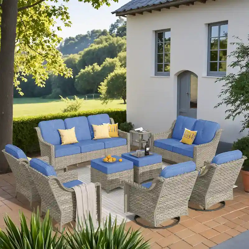 XIZZI 9-delige loungeset voor buiten met draaibare stoel