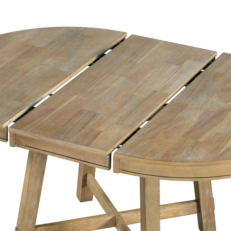 Mesa de jantar redonda extensível em estilo rústico, em madeira, com extensão de 16 polegadas