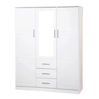 Palace Imports Cosmo Kleiderschrank mit 3 Türen aus 100 % Massivholz und Türen aus Massivholz oder mit Spiegel