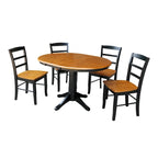 Ronde uitschuifbare eettafel van 36 met 4 Madrid-stoelen