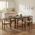 Ensemble de table à manger ovale 7 pièces pour 6 personnes, grande table familiale de cuisine de 71' avec 6 chaises rembourrées, noyer - Christopher Knight Home