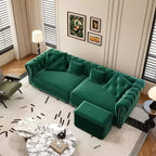 Whisen Schlafsofa aus Samt, 3-in-1, King Size, ausziehbar und umwandelbar, mit beweglichem Ottomanen, gestepptes Design
