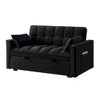 Rozkładana sofa dwuosobowa 4 w 1 z podłokietnikami i kieszeniami do przechowywania, wielofunkcyjna pikowana sofa z regulowanym oparciem