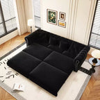 Whisen Schlafsofa aus Samt, 3-in-1, King Size, ausziehbar und umwandelbar, mit beweglichem Ottomanen, gestepptes Design