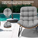 Fauteuils Papasan d’extérieur avec coussin en rotin PE, fauteuils confortables pour terrasse avec table d’appoint