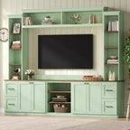 ModernLuxe 4-in-1-Unterhaltungszentrum im Landhausstil, passend für Fernseher bis 70, TV-Ständer-Medienkonsole mit verstellbaren Einlegeböden und Schubladen