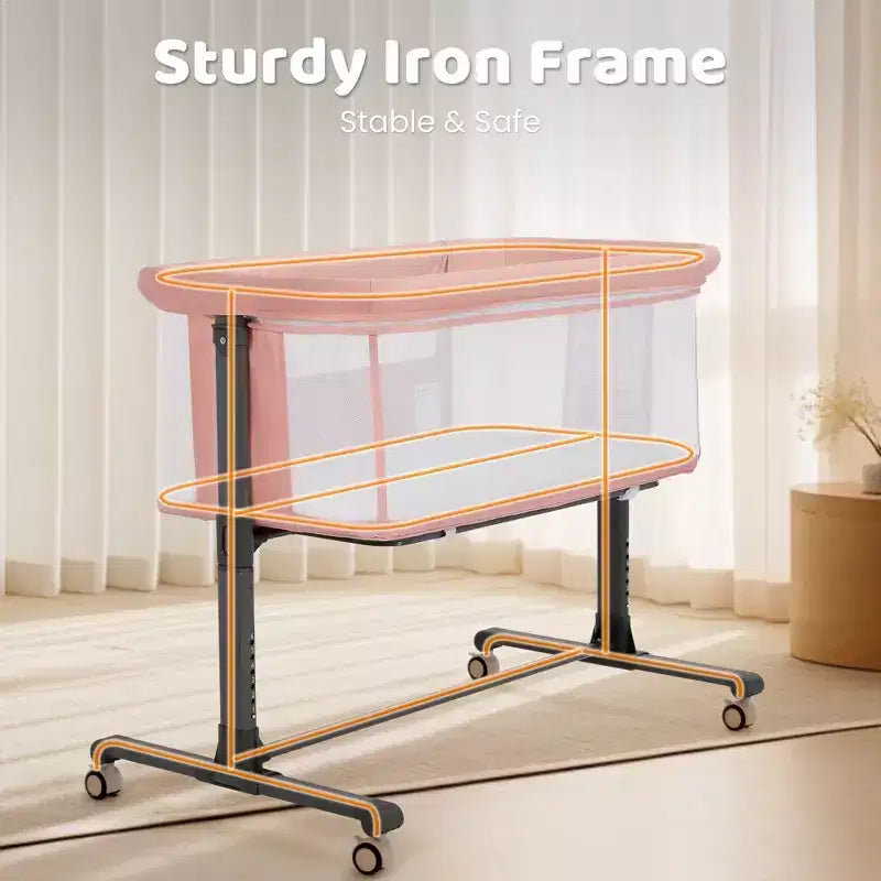 Culla per neonati con ruote ?? beige / grigio / rosa, culla co-sleeping, per 1 neonato