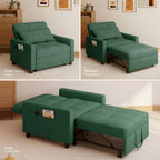 Sofá-cama ajustável 3 em 1, sofá-cadeirão extensível, cama dobrável convertível para sala de estar