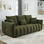 Nowoczesna 3-osobowa sofa GDFStudio Alanna 79.5 z tapicerką z tkaniny teddy i poduszkami