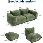Αρθρωτός διθέσιος καναπές Love Seat από ύφασμα σενίλ, καναπές-σύννεφο με αφρό υψηλής ελαστικότητας, καναπές χωρίς σκελετό για μικρούς χώρους