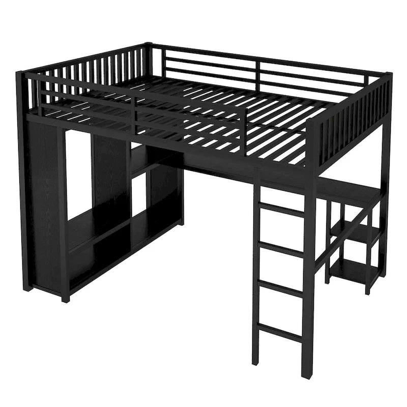 Cadre de lit mezzanine Full XL avec armoire intégrée