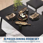 5-teiliges Küchenmöbel-Set mit Metallgestell, Tisch und Stühlen, mit abgeschrägtem Design