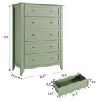 Kommode mit 5 Schubladen, 42.5 Zoll hoch, für das Schlafzimmer, Holzschrank mit 11.9 Zoll tiefen Schubladen und goldenen Metallgriffen, ideal für Eingangsbereich oder Flur