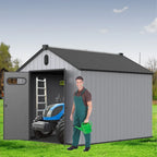 6 ft x 4 ft/6 ft x 8 ft/8 ft x 6 ft/8 ft x 10 ft All-Weather Resin Outdoor Plastic Storage Shed w/Floor, Spire Tool Shed