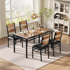Dining Table Set for 4,with 4 Upholstered Chairs,5 Pcs Wood Kitchen Dining Room Table Set with Corner Protector for Kitchen,Apartment,Small Space