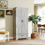 Dispensa HOMCOM in stile rustico da 72 con ante a fienile, mobile alto da cucina con ripiani regolabili e cassetto