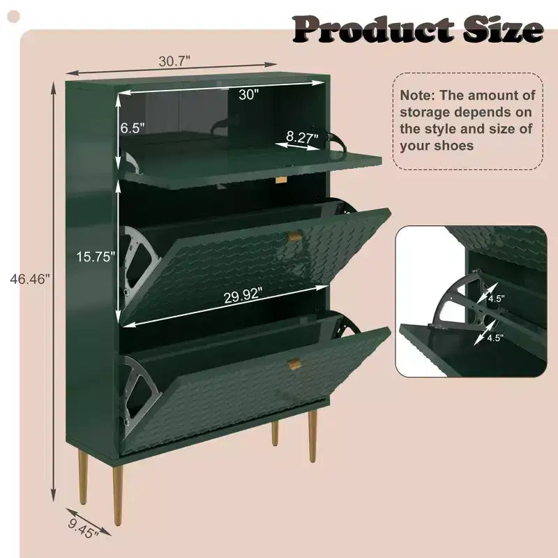 CLIHOME Schuhschrank für den Eingangsbereich mit Stauraum für 24 Paar Schuhe, Klappschubladen, Schuhregal und Organizer