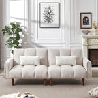 Convertible Futon Sofa Bed with Adjustable Positions and Wooden Legs
