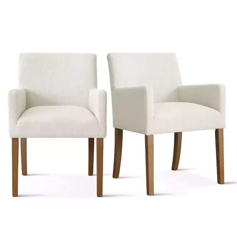Set di 6 sedie da pranzo imbottite con braccioli, poltroncine moderne in lino con gambe in legno, sedie decorative per sala da pranzo e soggiorno - Panipeachy