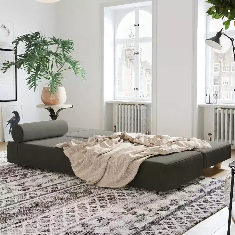 Tagesbett / ausziehbares Schlafsofa in Queen-Size - Microvelvet