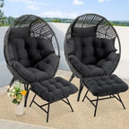 Fauteuil œuf d’intérieur FINCATI, fauteuil œuf d’extérieur supportant 440 lb, fauteuil œuf grand format avec pouf, fauteuil œuf luxueux et confortable avec repose-pieds