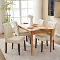 Esszimmerstühle im Parsons-Stil mit Knopfheftung, 6er- / 4er-Set - gepolsterte Küchenstühle aus Stoff mit Holzbeinen und gepolsterten Sitzflächen - Möbel für Wohnzimmer und Küche