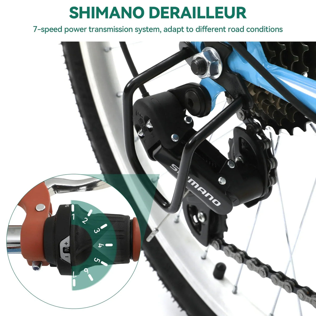 Moasis24/ 26 Cruiser-Fahrrad mit 7 Gängen, verstellbarer Tiefeinstieg, Pendlerfahrrad