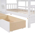 Holzhausbett in Twin-/Full-Size mit 2 Schubladen, Kinderbett mit Ablagefach - ModernLuxe