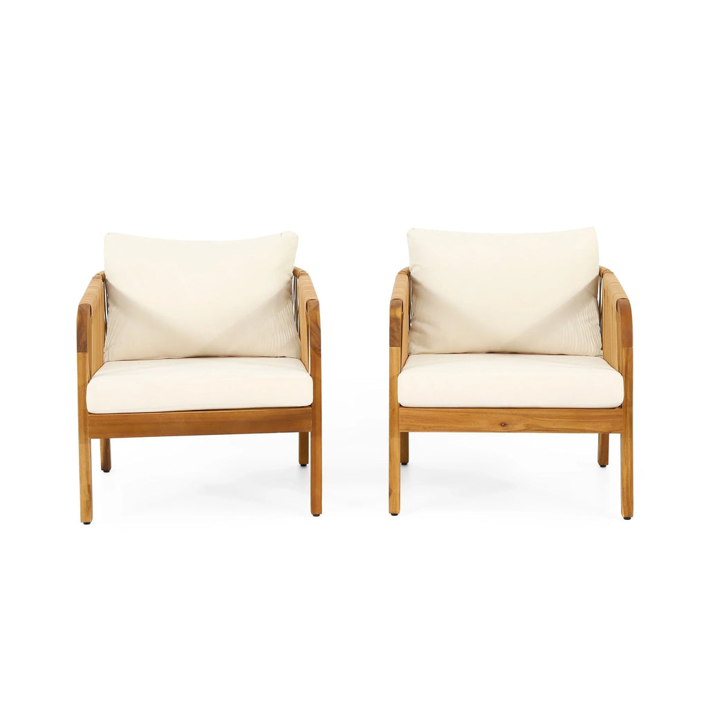Jabe Garten-Clubstuhl-Set aus Akazienholz und Korbgeflecht von Christopher Knight Home