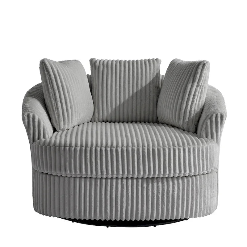 2er-Set übergroßer Cord-Sessel mit Drehfunktion, 43 W, und Kissen