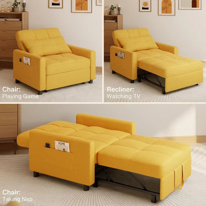 Sofá-cama ajustável 3 em 1, sofá-cadeirão extensível, cama dobrável convertível para sala de estar