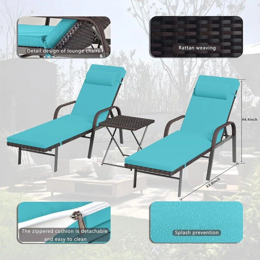 Conjunto de 3 espreguiçadeiras de exterior Kullavik