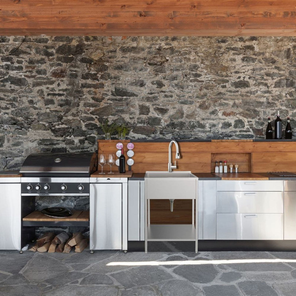 Lavatoio per lavanderia con mobile, in acciaio inox, 24-in W x 22-in D x 35-in H